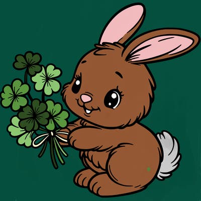 bunny with a bunch of clover