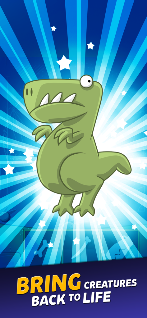Crazy Dino Park - Un disparatado dinosaurio de dibujos animados verde revivido en el juego móvil Crazy Dino Park