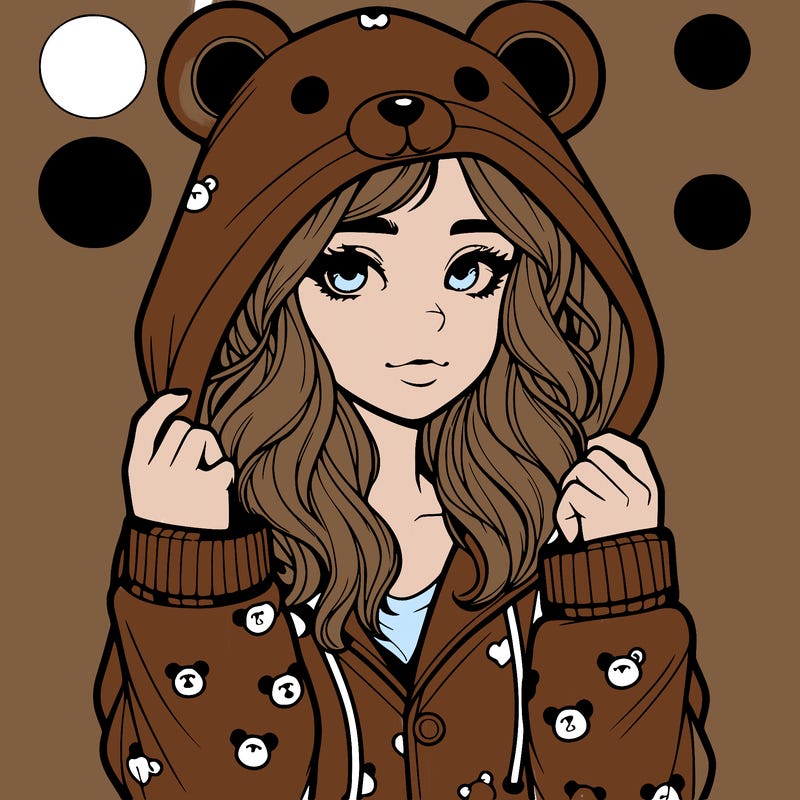 realistic girl in a animal pjs hoodie