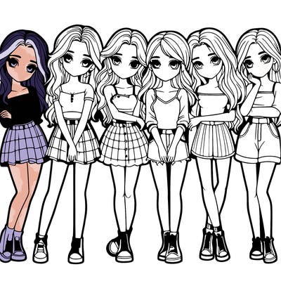 a group of girls realistic