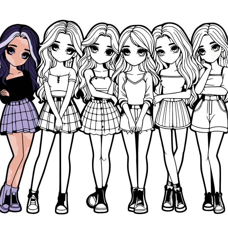 a group of girls realistic