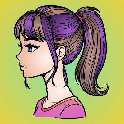 realistic woman with a pony tail hair style