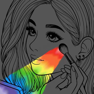 a realistic girl doing her makeup