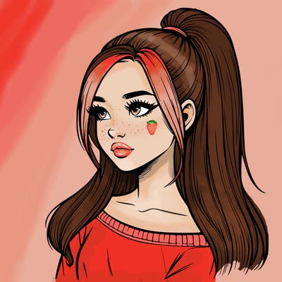 realistic girl with a high ponytail