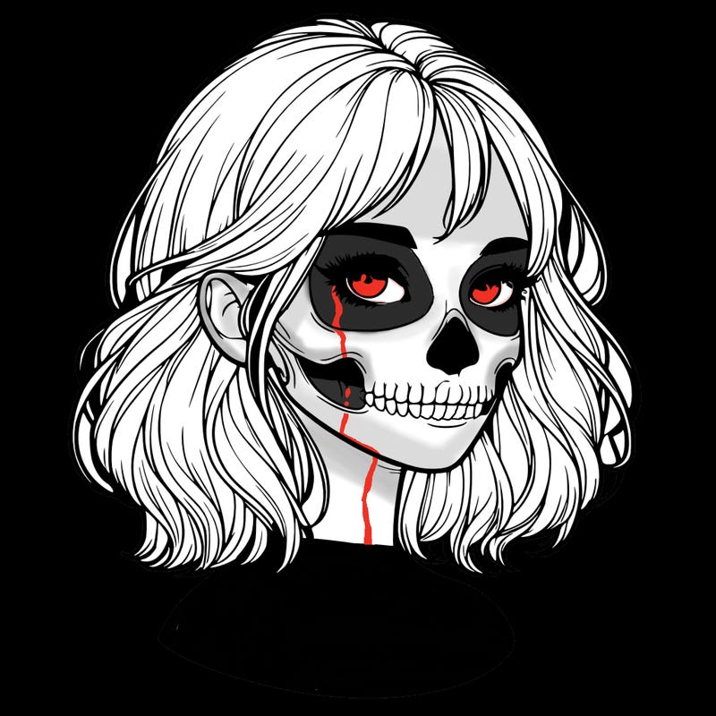 realistic girl with skull