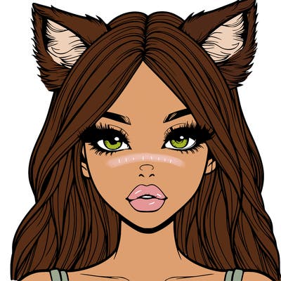 realistic girl with fox ears and realistic lips