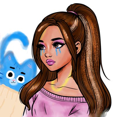 realistic girl with a high ponytail