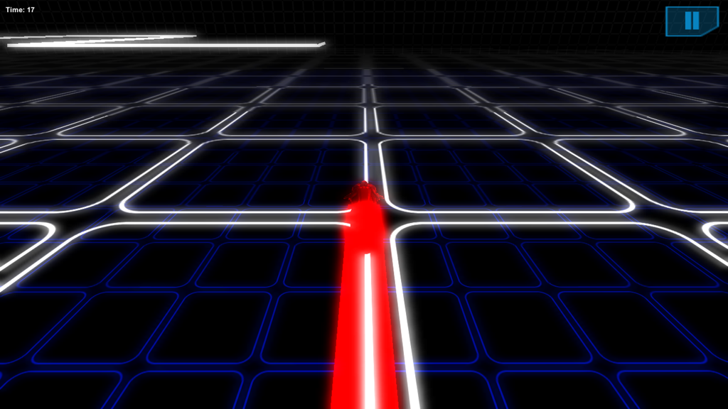 Un lightcycle rojo corriendo en una cuadrícula de neón en Tron Lightcycle 3D