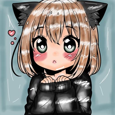 shy anime catgirl