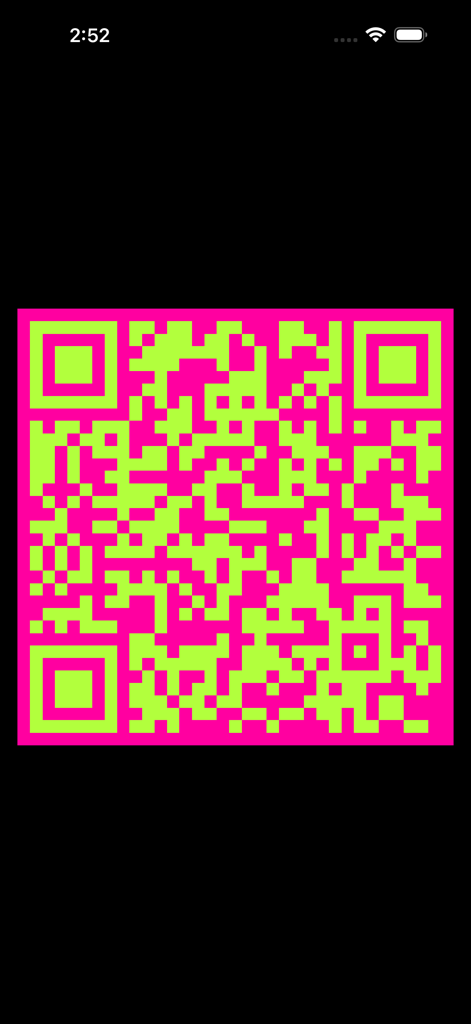 Quicker QR Code Generator - Quicker QRコードジェネレーターで作成された、ピンクの背景にネオングリーンのQRコード。