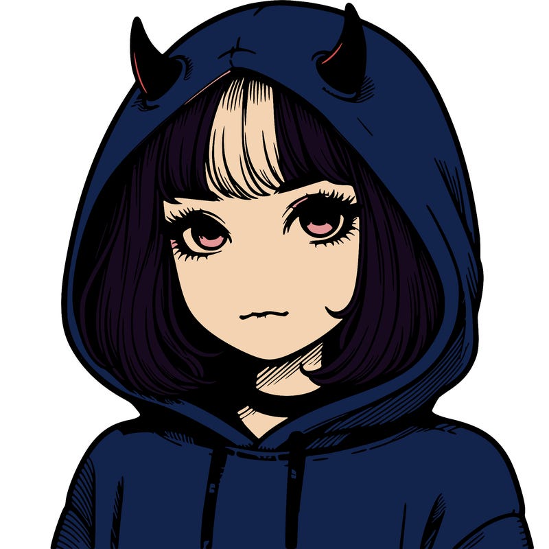 realistic girl with devil hoodie