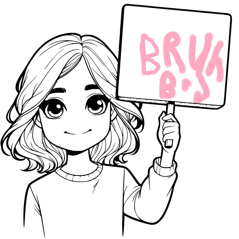 realistic girl holding up a sign