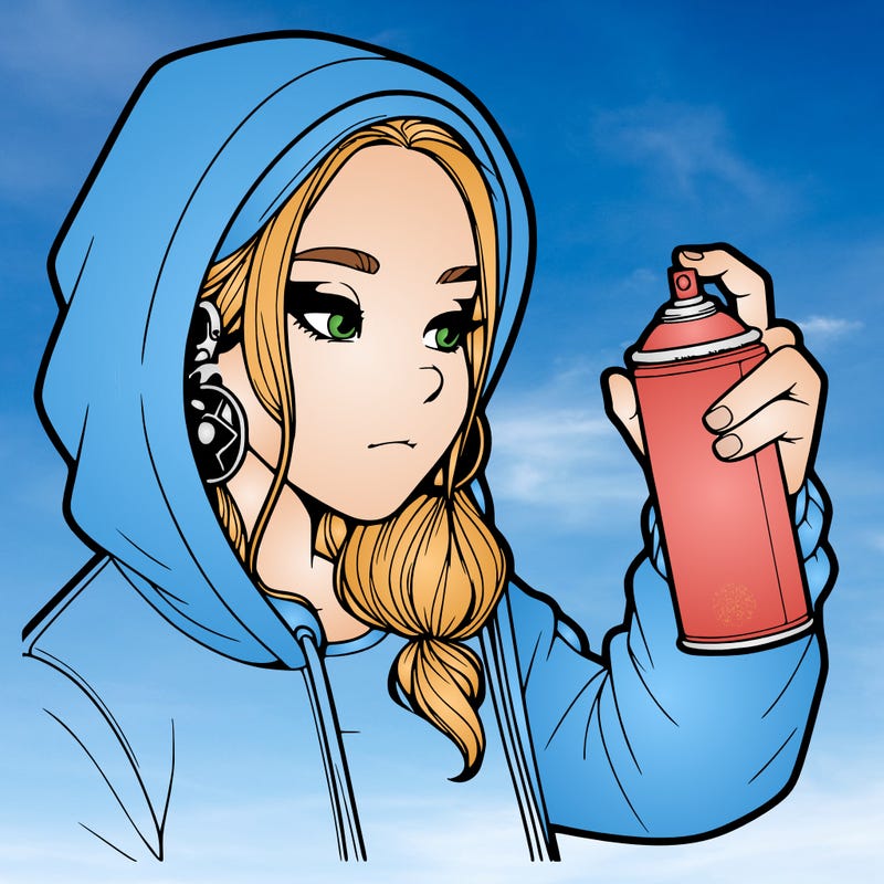 a realistic girl, spray painting