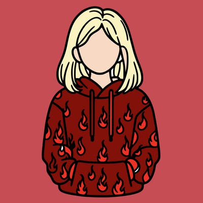 woman with fire hoodie