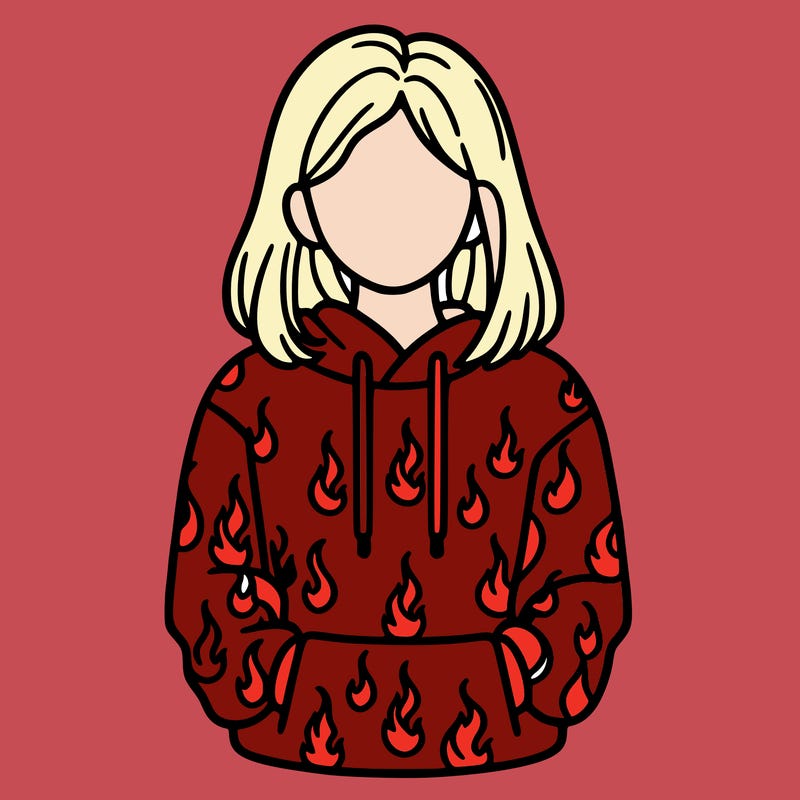 woman with fire hoodie