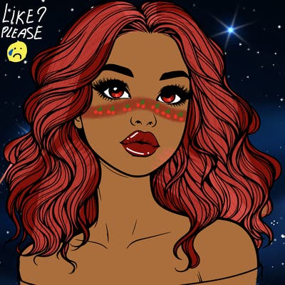 realistic girl with wavy hair and lips