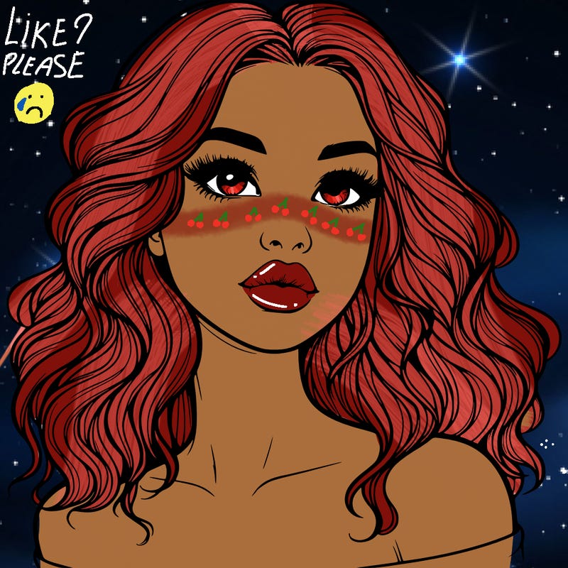 realistic girl with wavy hair and lips