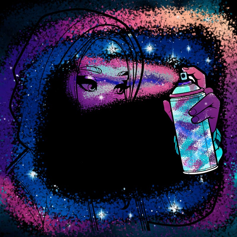 a realistic girl, spray painting