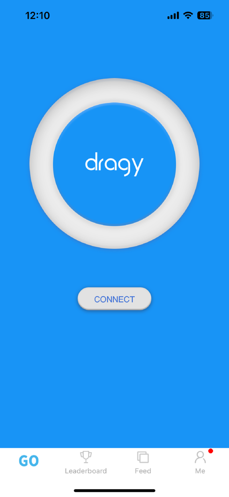 dragy Connect - Main connection interface of the dragy Connect app showing the logo and connect button