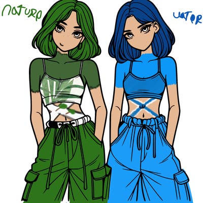 two girls with crop top with baggy pants