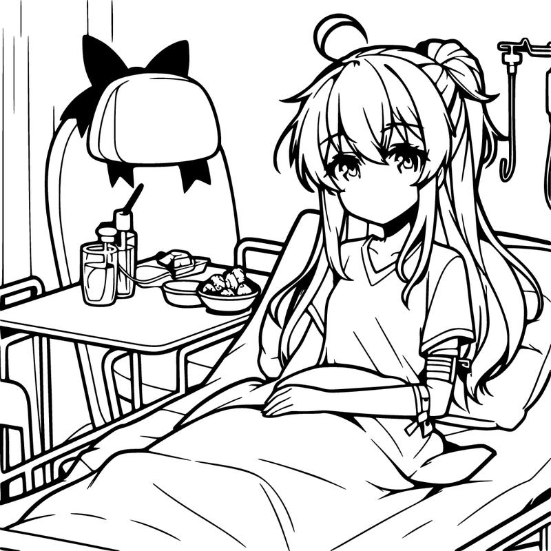 anime girl in hospital bed