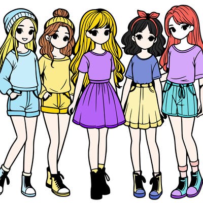 a group of five girls