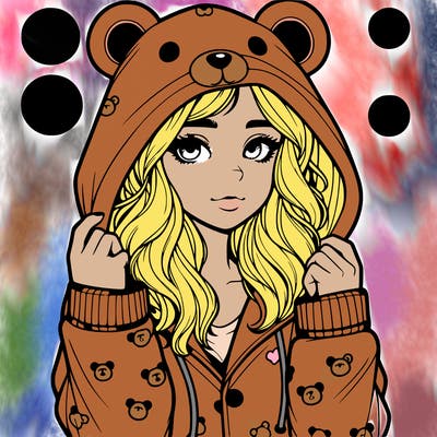 realistic girl in a animal pjs hoodie