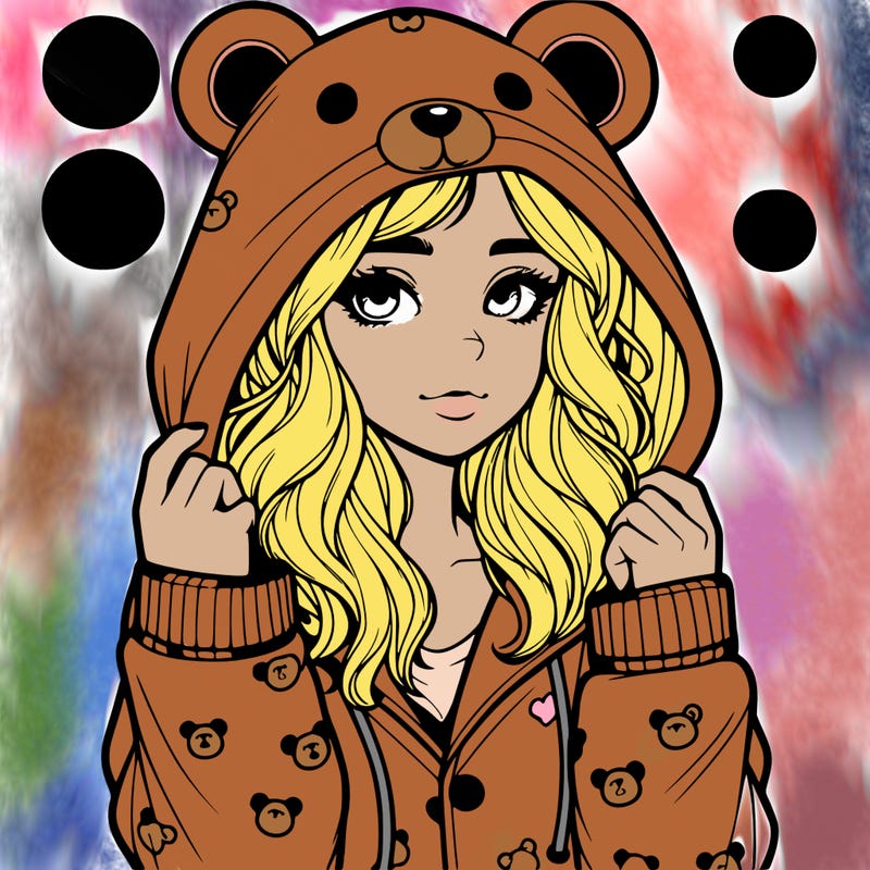 realistic girl in a animal pjs hoodie