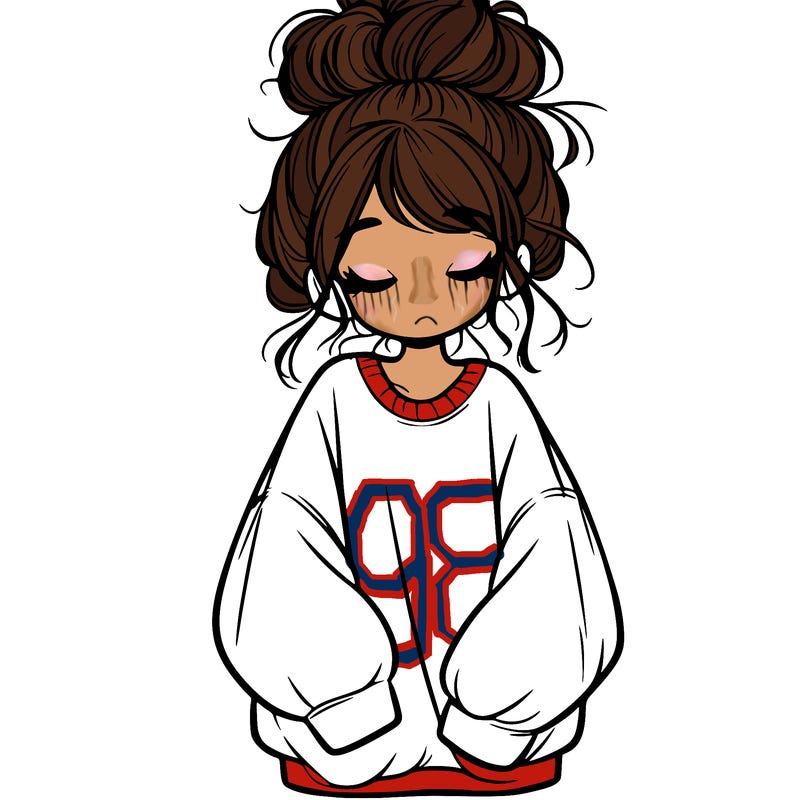 girl with baggy sweatshirt and messy bun