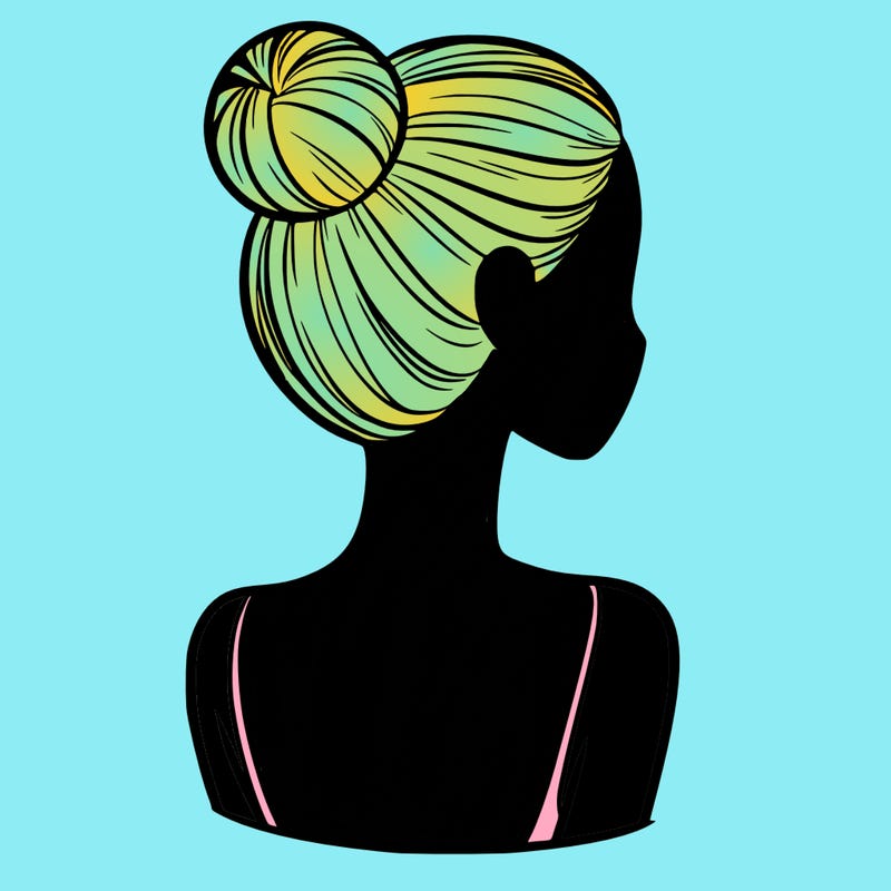 a woman with tight back hair and her face. not covered by any hair.