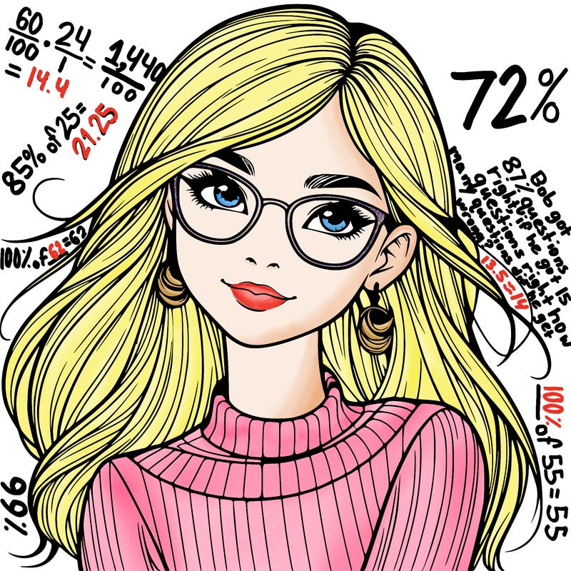 realistic girl with glasses
