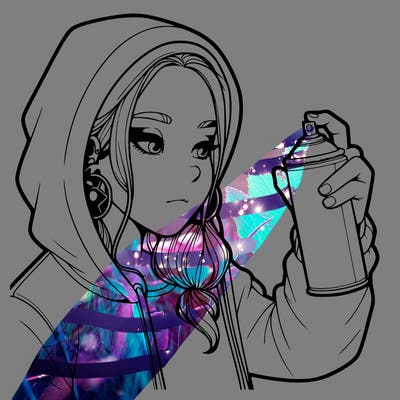 a realistic girl, spray painting