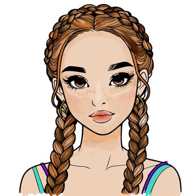 realistic girl with braids