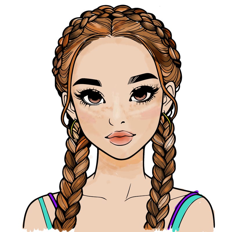 realistic girl with braids