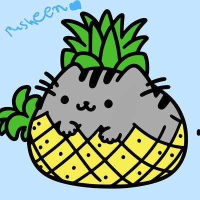 pusheen in a pinapple