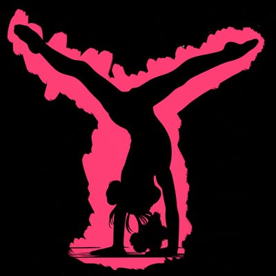 realistic gymnastic hand stand girl in four splits