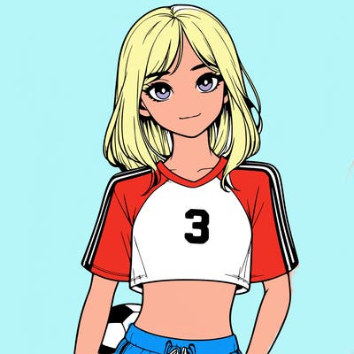 realistic girl wearing soccer jersey
