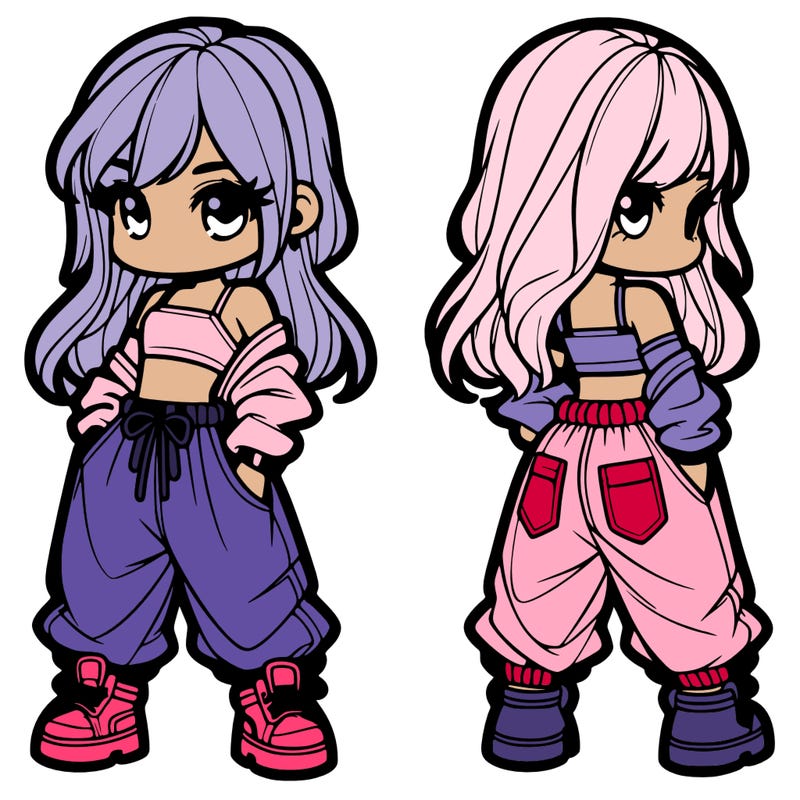 girl in crop top and baggy pants