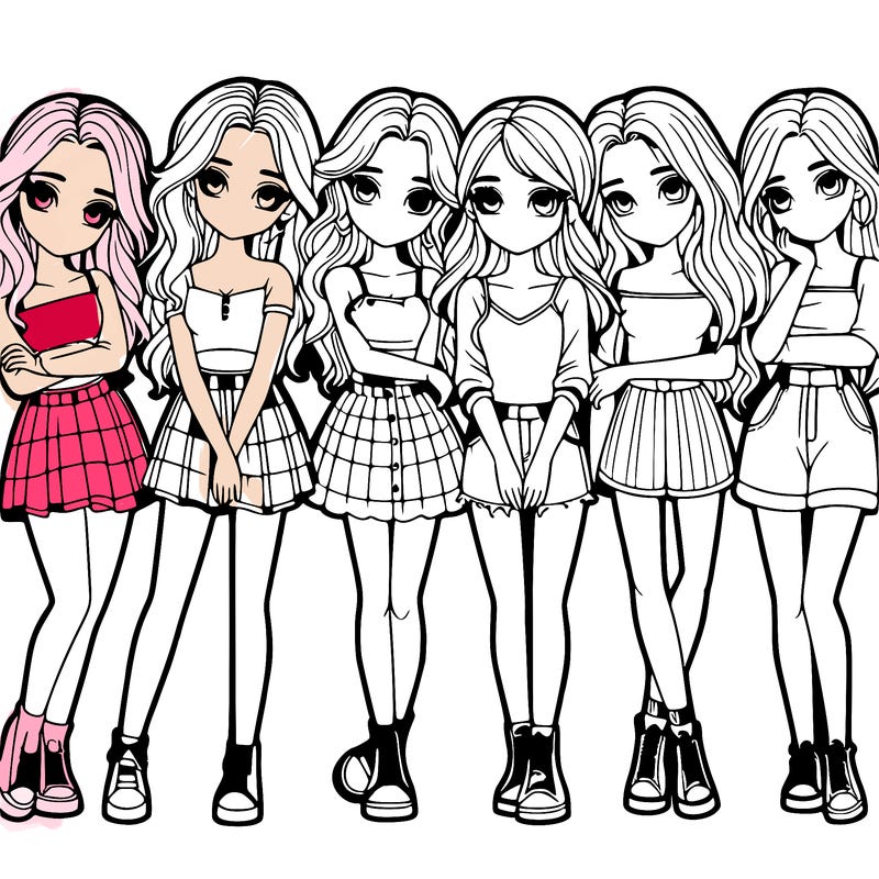 a group of girls realistic