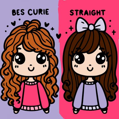 bestie curly hair and straight hair and straight hair