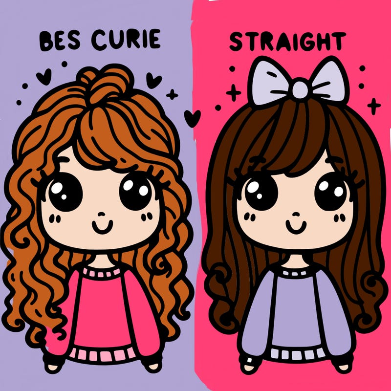 bestie curly hair and straight hair and straight hair