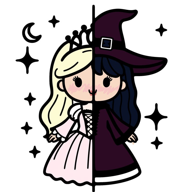 split princess and witch