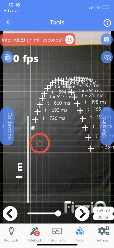 FizziQ - FizziQ app screen displaying a physics experiment for motion analysis using chronophotography and time intervals