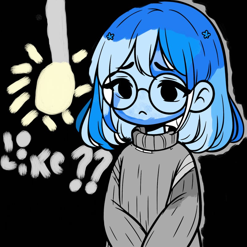 sad girl with glasses in a sweater