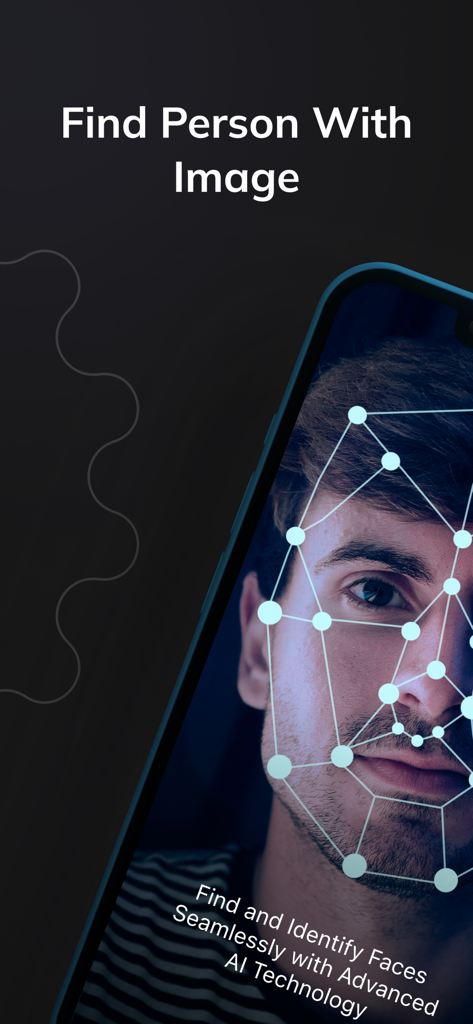 Face Check AI | ID People - Un primo piano del volto di un uomo che viene scansionato con una griglia digitale di riconoscimento facciale per identificare la persona utilizzando la tecnologia AI.