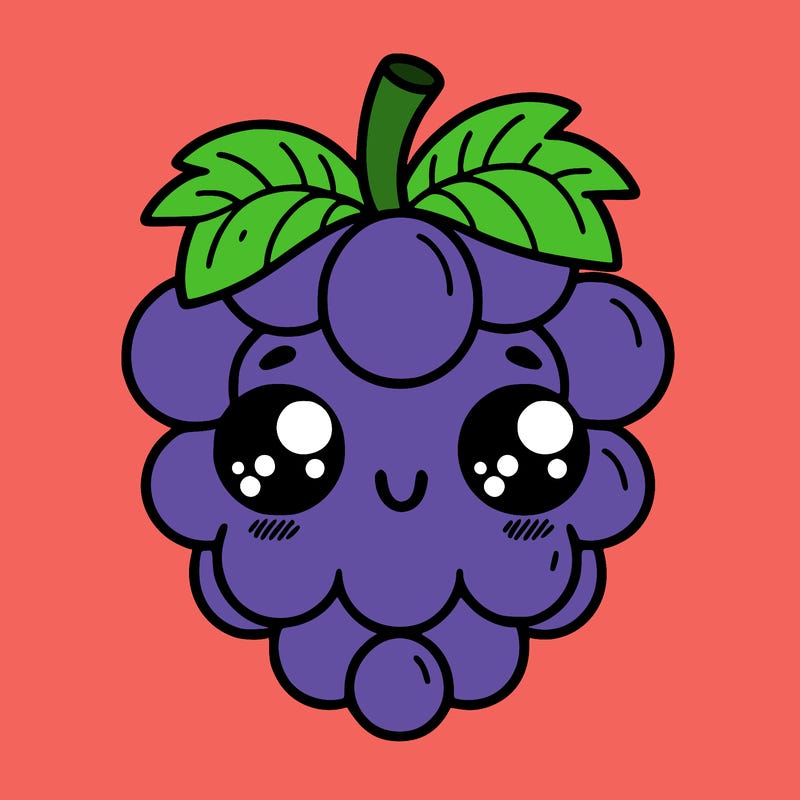 cute grape with eyes