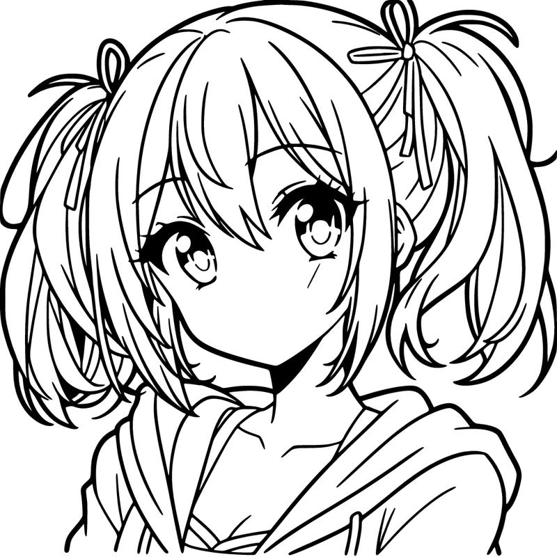 anime girl with pigtails