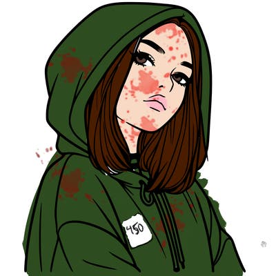 a realistic girl in a hoodie