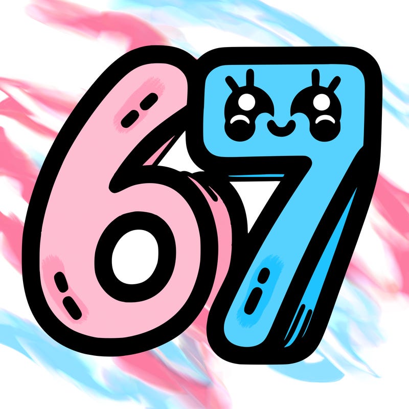 the numbers 67