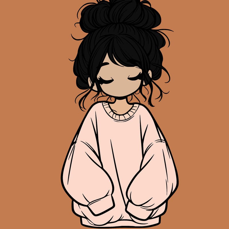 girl with baggy sweatshirt and messy bun
